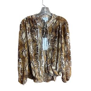 Emma & Olivia Snake Print Blouse Sz L NWT